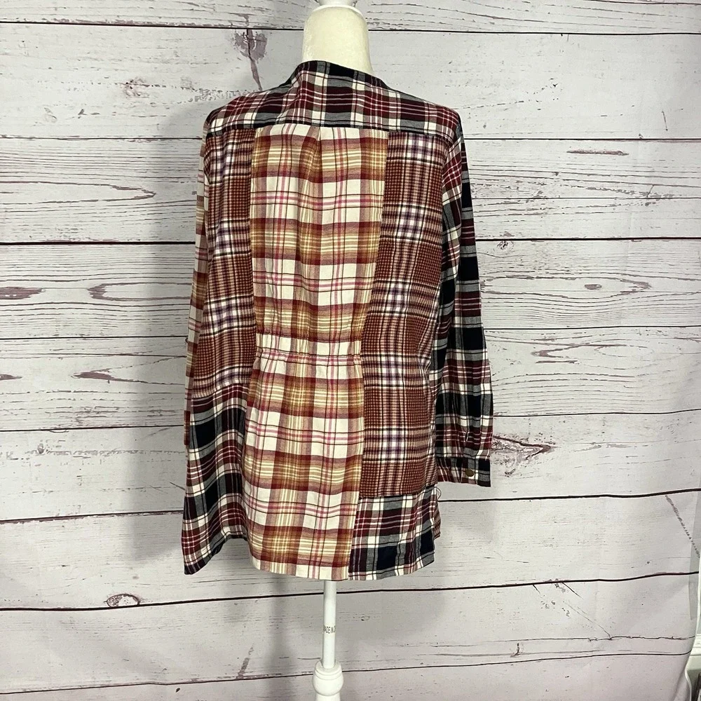 Cato Plaid Patchwork Open Front Cardigan Womens Size XL‎ Draped Fall Boho